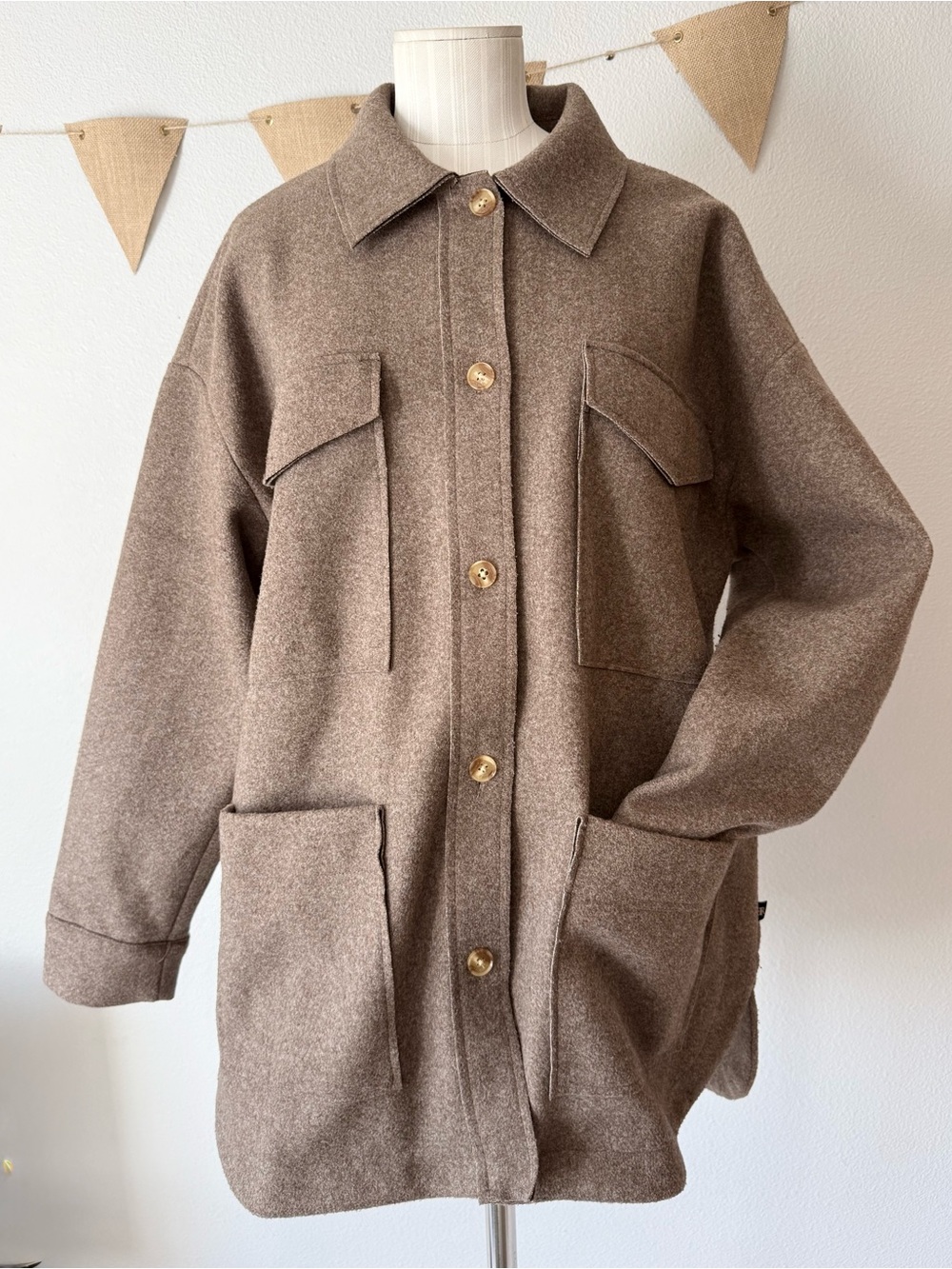 Banana Republic Oversized Fleece Shacket Jacket Brown Woman’s Medium 180590